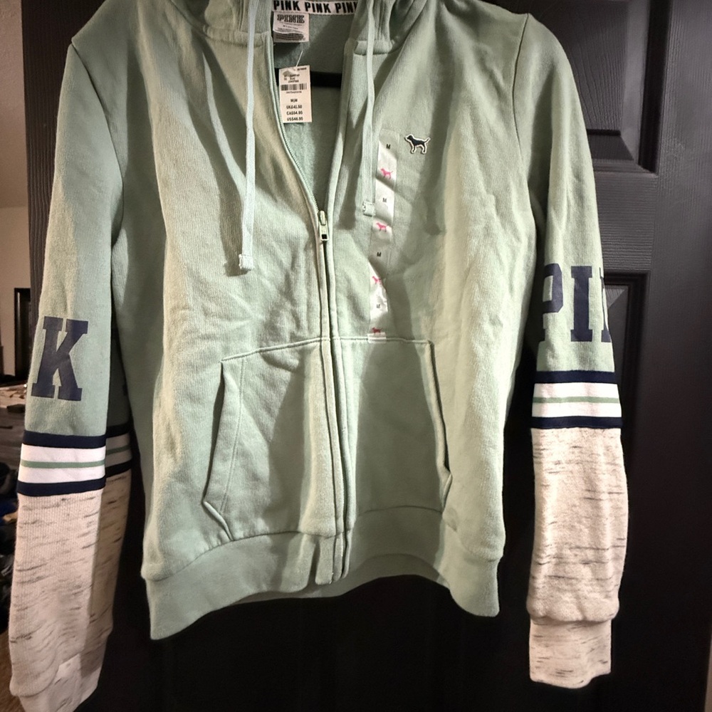 PINK Victoria's Secret Mint and Navy Hoodie
